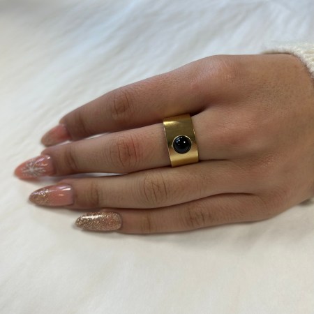 Bague Or - Perle noir